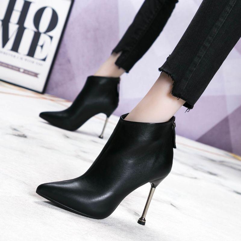 Women's Ankle Boots Elegant Ankle Boots High Heels PU Leather Boots Short Boots High Heel Boots