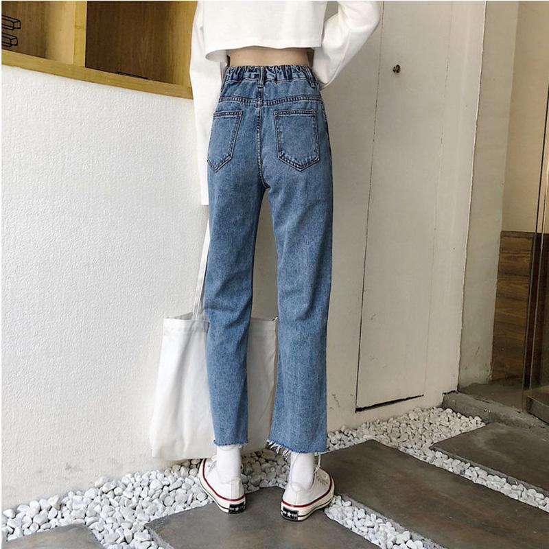 WTEMPO Retro Style Cropped Trousers Women's High Waist Jeans Large Size Loose Casual Modified Leg Type Straight Pants