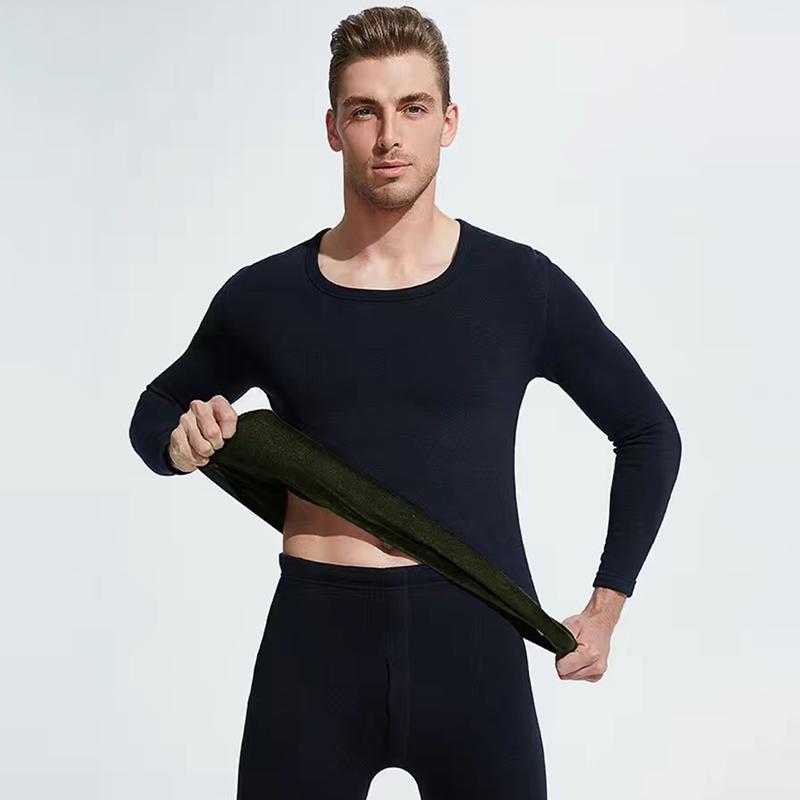 Men Winter Autumn Plus Velvet Thicken Thermal Underwear Tight Suit High Elasticity Comfortable Versatile Soft Lining O-neck Male Long Sleeve Clothes