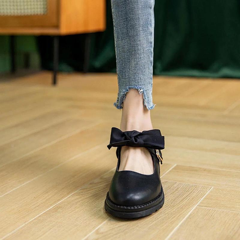 Shallow Mouth Single Shoes Women's Wild Thick-heeled Gentle Small Leather Shoes Ladies Cute Small Leather Shoes Retro Lolita Shoes