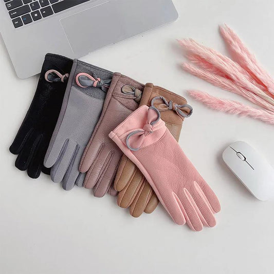 Women's Cotton Gloves Winter Korean Version of Students Cute Plus Velvet Thick Warm Riding Driving Cold Gloves