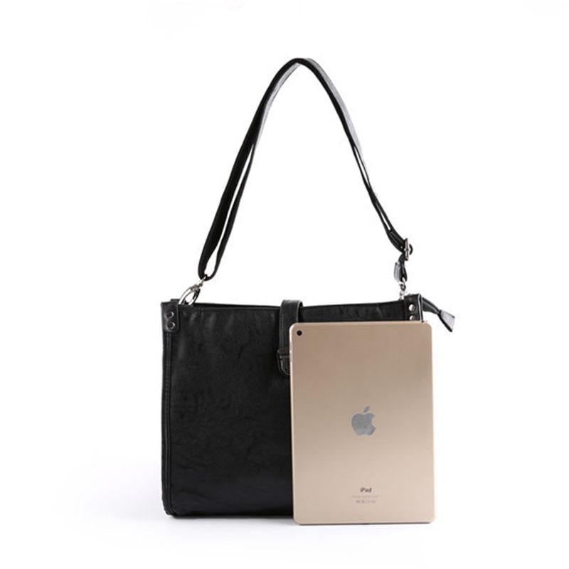 Fashion Business Briefcase Men Leather Black Dark Buckle Shaped Handbag Shoulder Bags Computer Bag