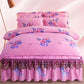 Thickened Plus Velvet Quilted Bed Skirt with Lace Edge Bedspread Non-fleece Winter Warm Crystal Velvet Four-piece Suit