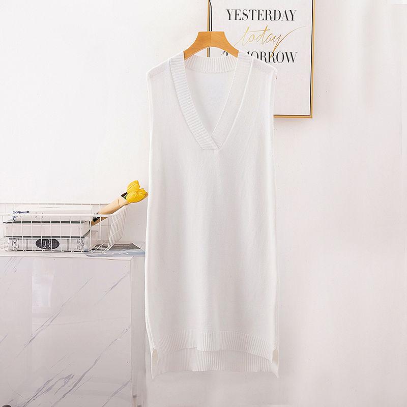 Women's Spring and Autumn Knit Sweater Vest Vest Korean Version Loose V-neck Waistcoat Sleeveless Sling All-match Sweater Women