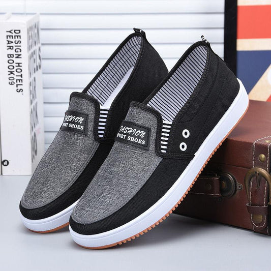 Tendon Bottom Male Old Beijing Cloth Shoes Denim Canvas Shoes Flat Casual Non-slip Wear-resistant Low-top Sneakers