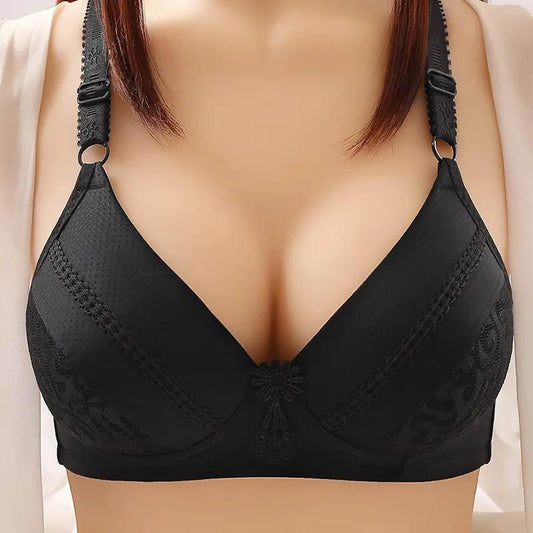 Large-size Thin Anti-sagging Breast-receiving Pull-up Bra Non-magnetic No Steel Ring Underwear Simple Breathable Ladies Bra