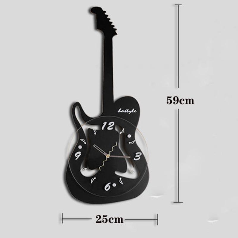 Electric Guitar Creative Wall Clock Living Room Home Clock Personality Children Free Punch Art Decoration Wall Watch Clock Mute