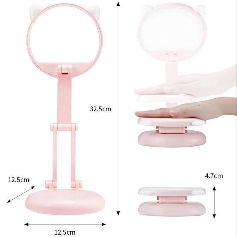 LED Pink Cute Desk Lamp Eye Protection Student Dormitory Learning Charging Folding Portable Bedside Night Light Energy-saving Lamp