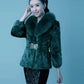 Elegant Faux Fur Coat Women Autumn Winter Thick Warm Soft Fleece Jacket P Outerwear V Neck Faux Rabbit Hair Coat with Fur Collar