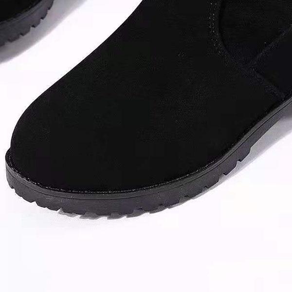 Women's Winter Long Boots Plus Size Black Low Thick Heel Plush Boots Female All-match Casual Party Elastic Boots