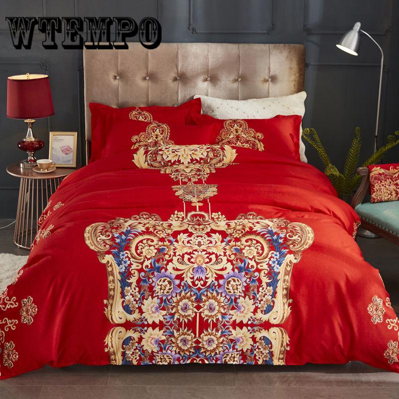 Luxury 3pcs Bedclothes Bedding Set Bedlinen Peony Print Bedding Sets Duvet/Quilt Cover Set