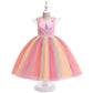 Girls Unicorn Tutu Dress Rainbow Princess Kids Party Dress Children Christmas Halloween Cosplay Costume with Headband Wings