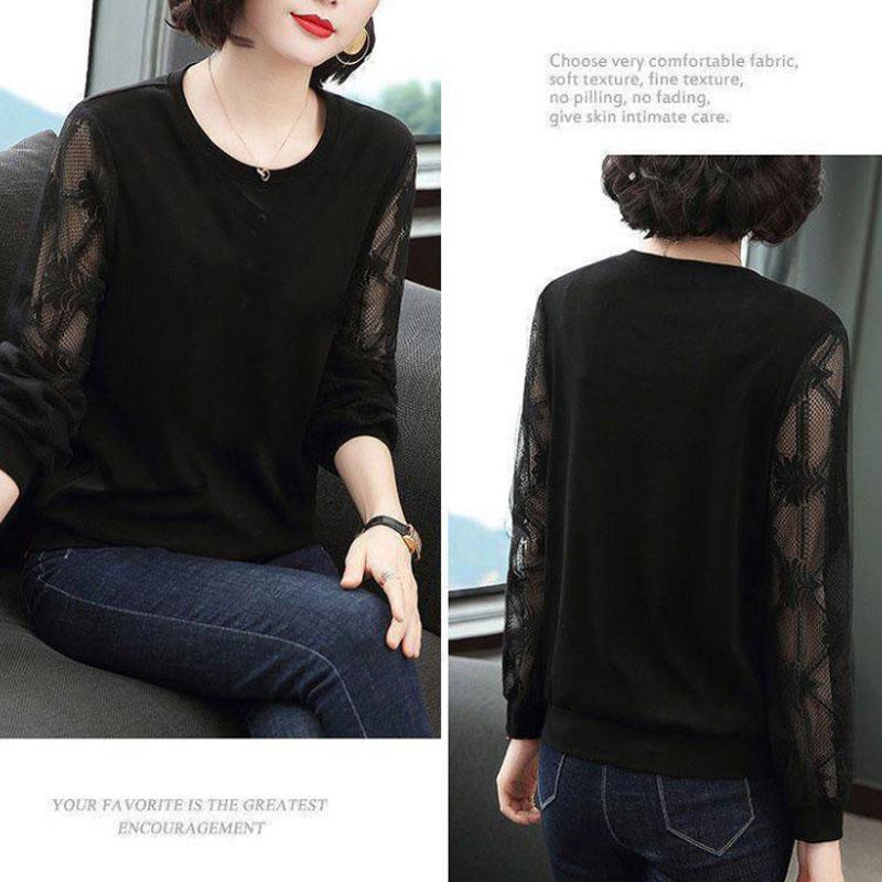 Buling Diamond T-shirt Women Lace Long Sleeve Pullover Casual Loose Shirt Boutique Bottoming Shirt Spring