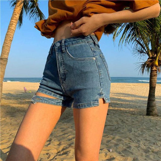 WTEMPO Cool Wild Girl Hig Waist Denim Shorts Women Loose Spring and Summer Wide Leg A-line Thin Casual Shorts