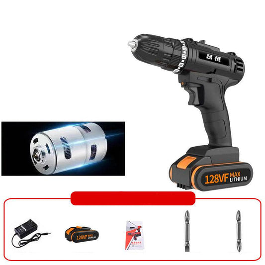 128Vf Industrial Cordless Electric Drill Two-speed Electric Screwdriver with Rechargeable Motor Power Tools