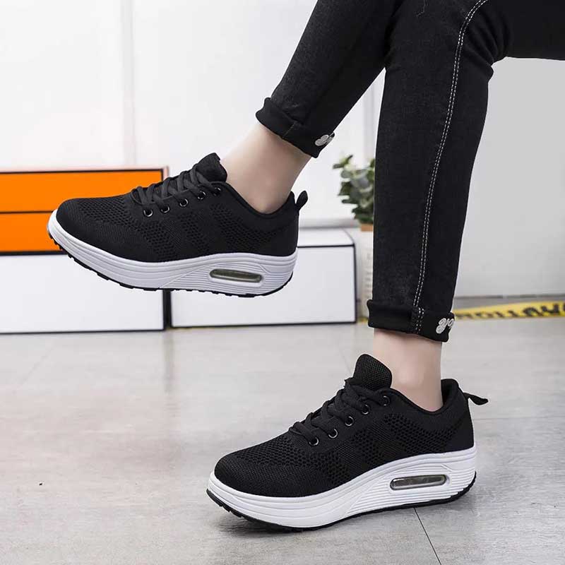 Spring and Summer Casual Shoes Women's Soft-soled Flying Woven Sneakers Fashion Breathable Rocking Shoes