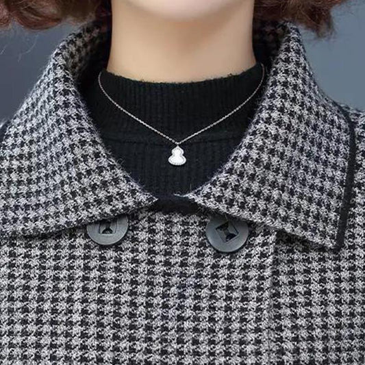 Lining Woolen Spring and Autumn New Coat Jacket Female Houndstooth Check 2021 Women's Top