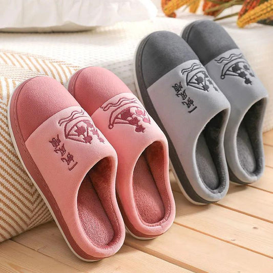 Cotton Slippers for Women Thick Fleece Warm Winter Slippers Pink Cute Bear Couples Slides Home Indoor Non Slip Men Plus Size Slippers