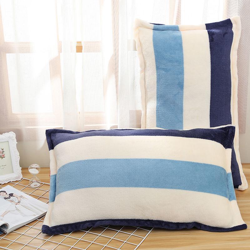 Coral Velvet Pillowcase Flannel Pillow Cover Winter Thicken A Pair of Pure Color Zipper Pillowcases 48*74cm