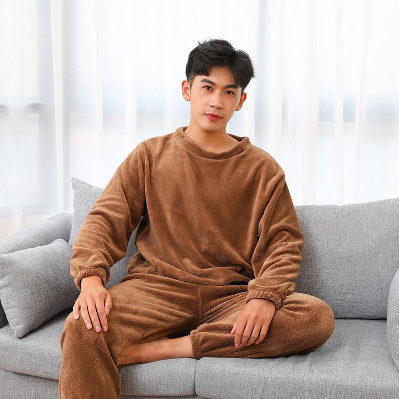 Winter Men's Suit Coral Fleece Pajamas Home Wear Long Sleeve Warm Clothes