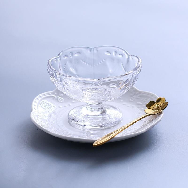 Japanese-style Cherry Blossom Glass Ice Cream Cup Dessert Cup Bird's Nest Creative Ice Cream Cup Cold Drink Cup Love Water Cup