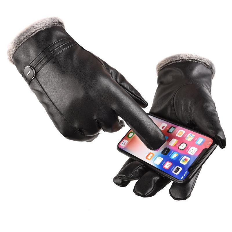 Winter Warm Leather gloves Thick gloves Man fashion gloves Plush Cotton gloves Windproof gloves