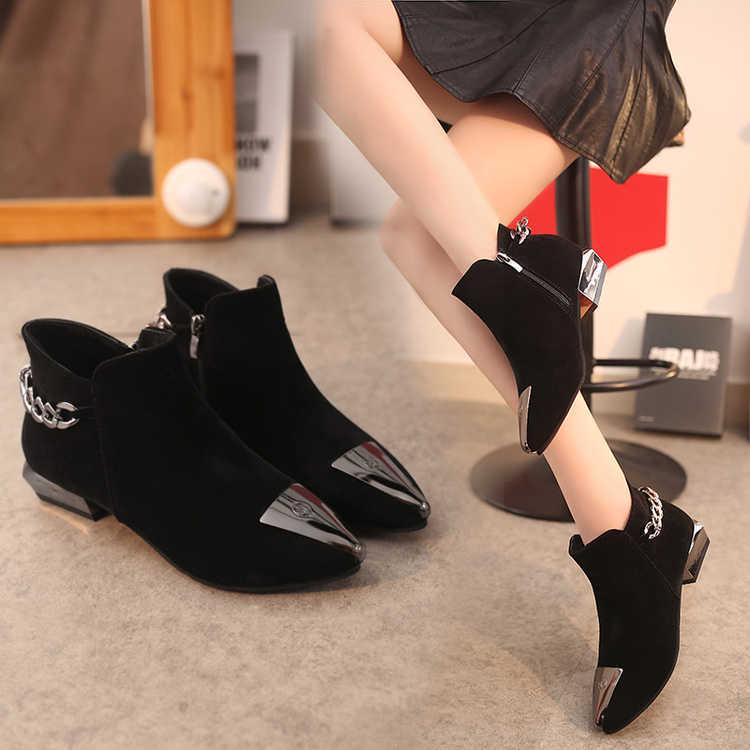 Autumn Winter Boots Fashion Sexy Thick Heel Martin Boots Ankle Boots High-heeled Pointed Shoes