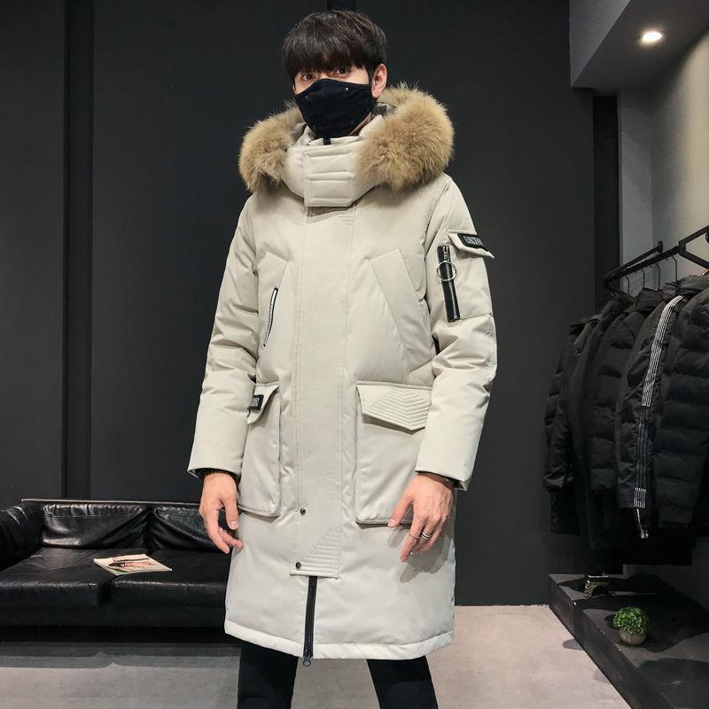 Mid-length Over The Knee Large Size Stand-up Collar Men's Down Jacket Winter Fashion Trend Windproof Warm Youth Jacket