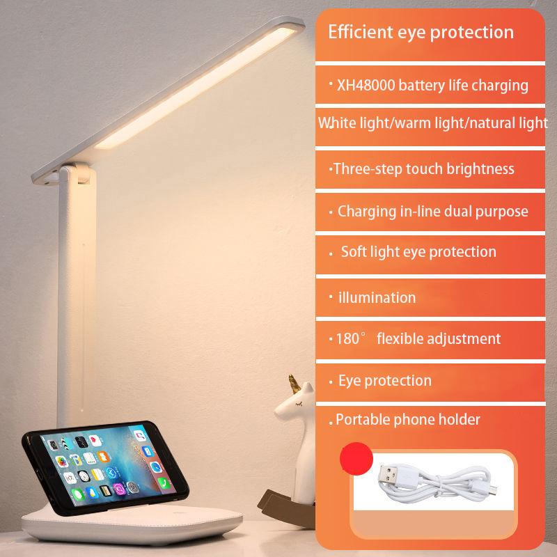 Table Lamp Eye Protection Learning LED Rechargeable Plug-in Children's Eyesight Bedroom Bedside Lamp Student Dormitory Reading Lamp