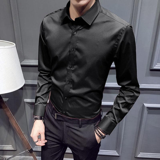 Spring and Autumn Men's Long-sleeved Shirts Slim Casual White Shirts Men's Trendy Business Formal Wear Professional Shirts