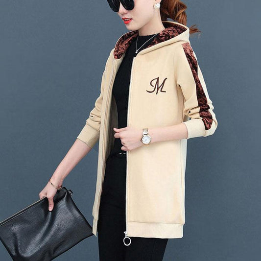 Women Casual Jacket Spring Thin Fleece Hooded Coat Boutique Slim Top Trendy Comfortable Windbreaker Long