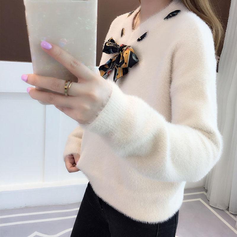 Autumn and Winter Mohair Jacket Fashion Thick Loose Top Casual Style Women Sweater