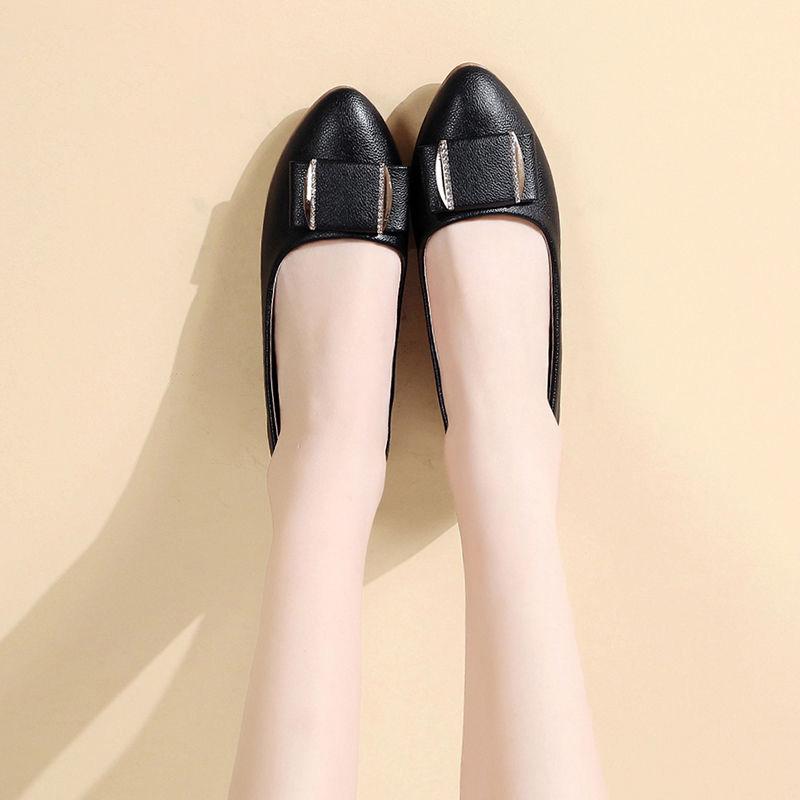 Single Shoes Pointed Toe Flat Shoes Women's Shallow Mouth Flat Shoes Women's Shoes Soft-soled Work Shoes Women's Non-slip Light and Soft