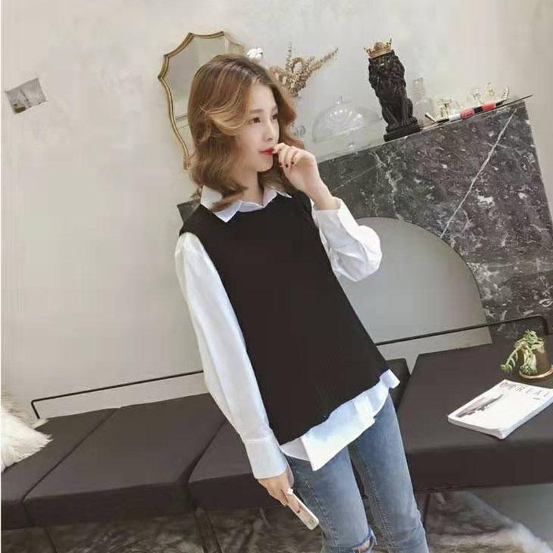 Spring and Autumn Loose Solid Color Vest Sleeveless Knitted Lace Sweater Fashion Women's Top