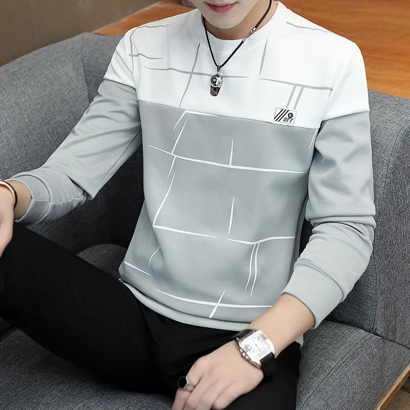 Sweater Men's Spring and Autumn Men's Long-sleeved T-shirt Round Neck Slim Bottoming Shirt Jacket Men's Casual All-match Top Clothes