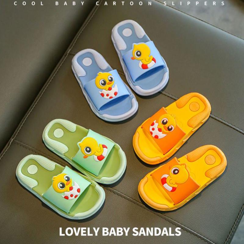 Children's Sandals Slippers Summer Boys  Girls Non-slip Soft Bottom Kids Bathroom Bath Slippers Cartoon Household Duckling Children Baby Slippers