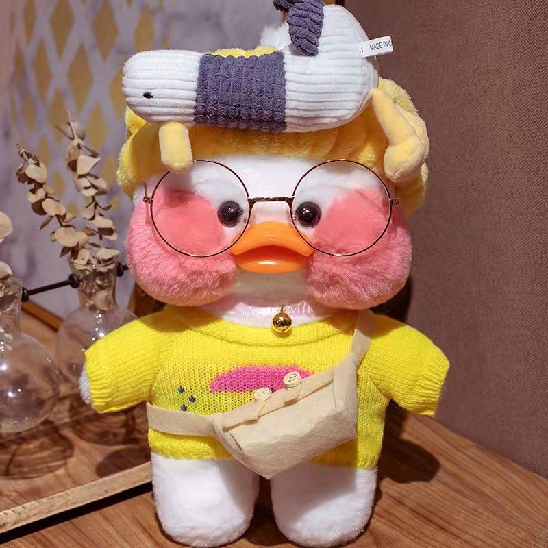 30cm Children's Plush Toys Lovely Small Duck Plush Doll with Clothes and Glasses Kid's Cute Birthday Gifts Home Doll Decor