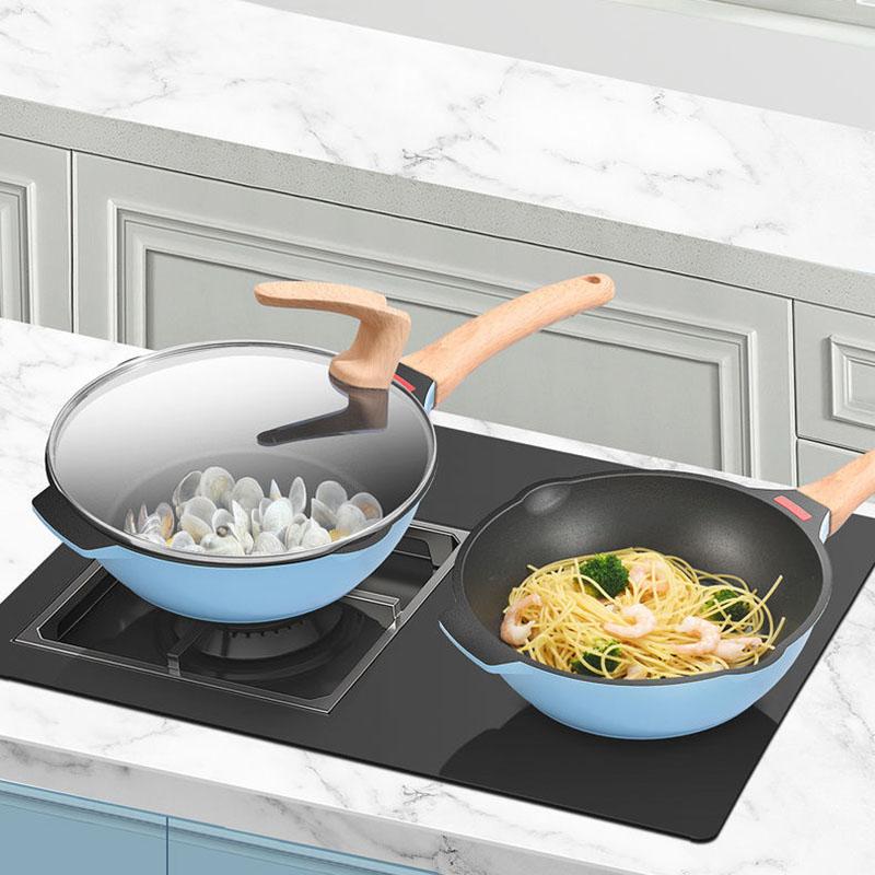 Deep Frying Pan Maifan Stone Wok Non-stick Pan Household Pan Frying Pan Induction Cooker Special Cooking Kitchen Cookware