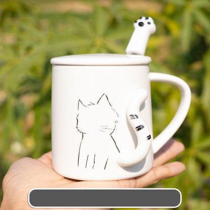 Mugs Female Spoon Coffee Cup Ceramic Couple Style Simple Household Drinking Cup Breakfast Milk Tea Cup