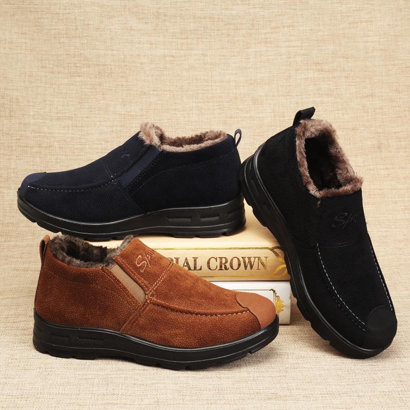 Winter Men's Cotton Shoes Plush Thick Warm Low-top Soft-soled Shoes Lazy Shoes