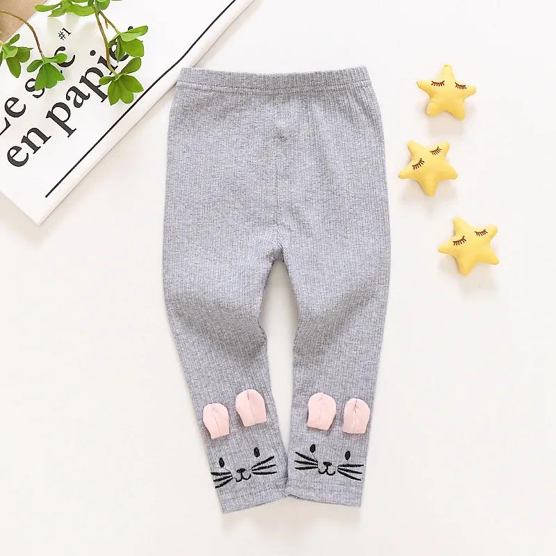 Girls' Leggings Children's Spring and Autumn Thin Ear Cat Korean Cropped Trousers Stretch Pants Baby Outer Wear and Inner Wear