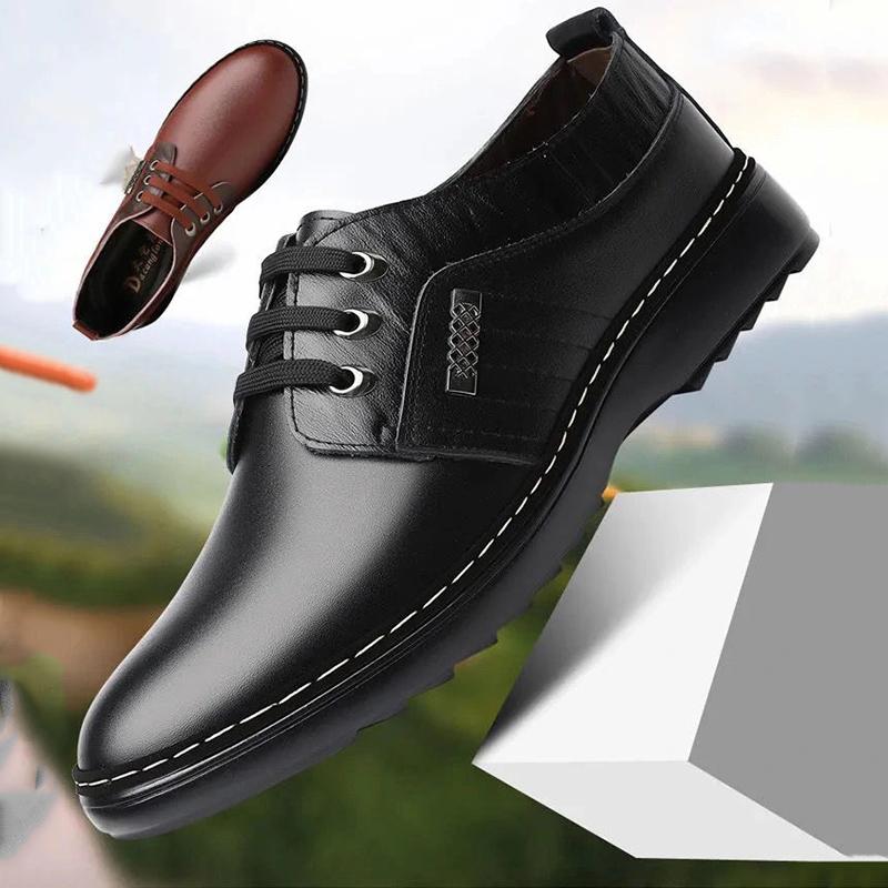 Men's Breathable Leather Shoes Korean Version of The Increase In The Young British Pointed Business Suits Men's Leather Shoes