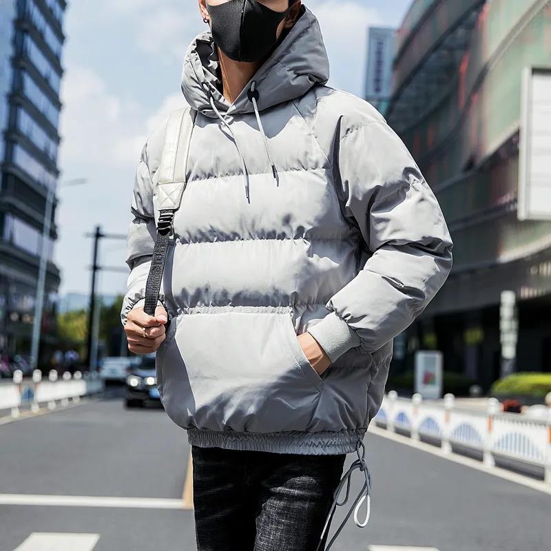 Winter Warm Hooded Cotton Jacket Men's Plus Fat Plus Size Loose Cotton Jacket Korean Version of The Trend of Bread Clothes