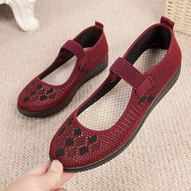 Summer Cloth Shoes Women's Net Shoes Breathable Mesh Non-slip Mother Shoes Granny Net Yarn Shoes Ladies Hollow Thin Section