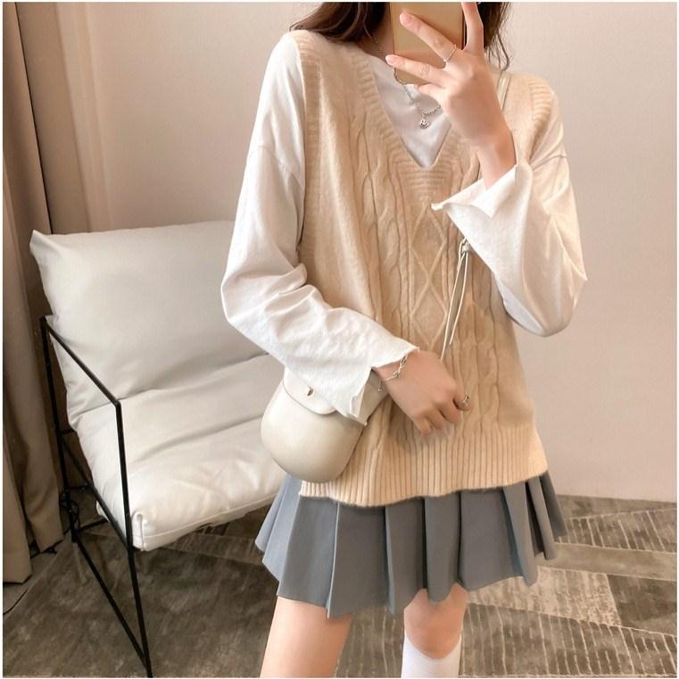 Sweater Vest Women's Autumn and Winter Loose Retro V-neck Sleeveless Knitted