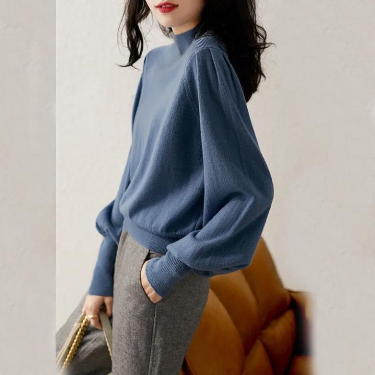 Autumn and Winter Round Neck Ladies Sweater Elegant Temperament Gentle Knit Sweater Versatile Waist Casual Shirt