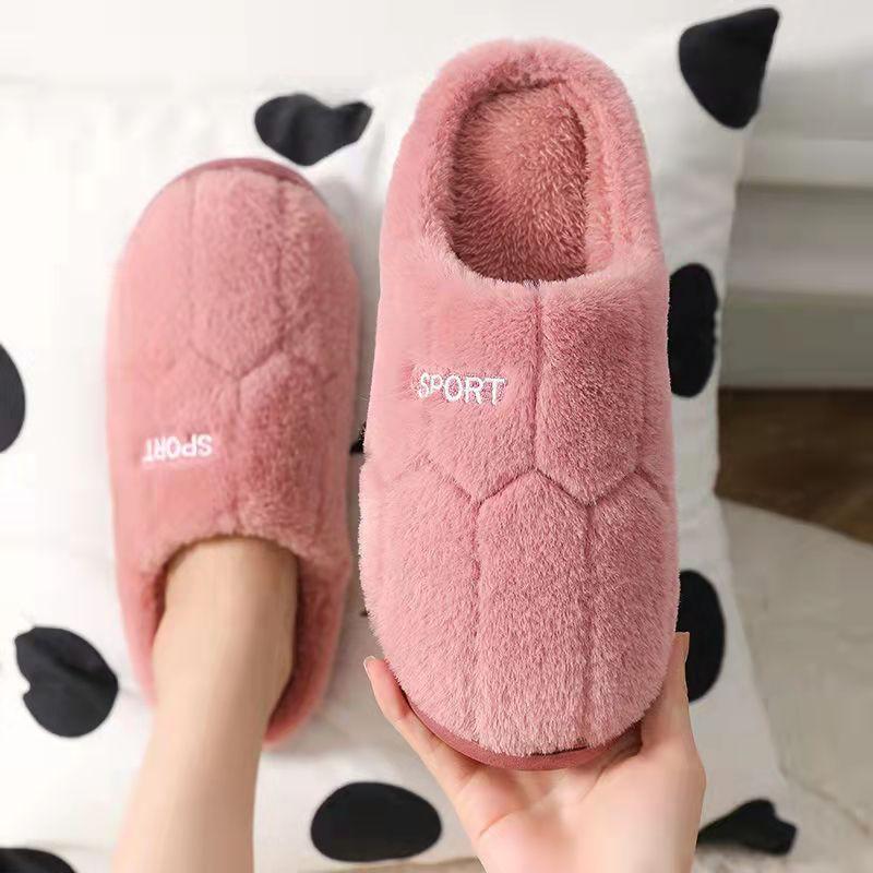 Cotton Slippers for Men and Women Fall/winter Indoor Plus Velvet Padded Non-slip Household Slippers