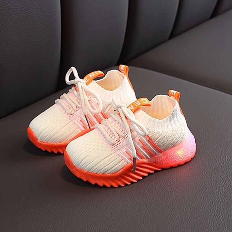 21-30 Summer Child Sneakers Kids Breathable Non-slip Basketball Shoes Lightweight Running Shoes Comfortable Deodorant Girls Shoes with Light