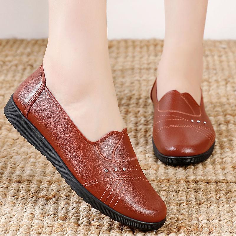 2021 Women Flats Woman Leather Breathable Moccasins Women Boat Shoes Ballerina Ladies Casual Shoes