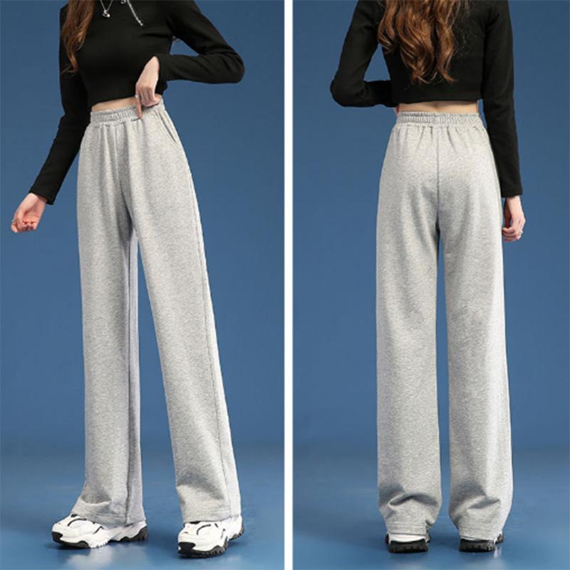 Sports Pants Women's Solid Color Spring and Autumn High Waist Drape Loose Spring and Autumn Straight Casual Wide Leg Slim Pants